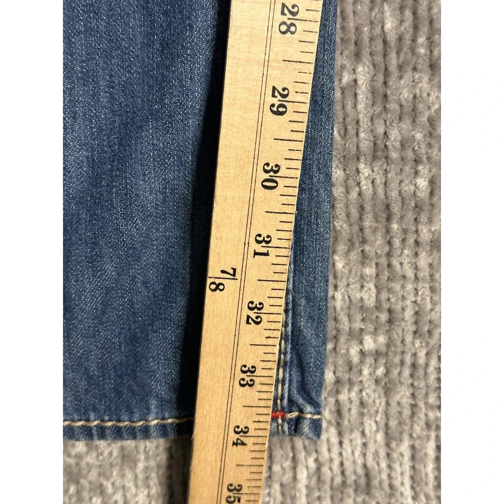 True Religion Straight Flap Old Multi Big T Distressed Blue Jeans Mens 40 X 34